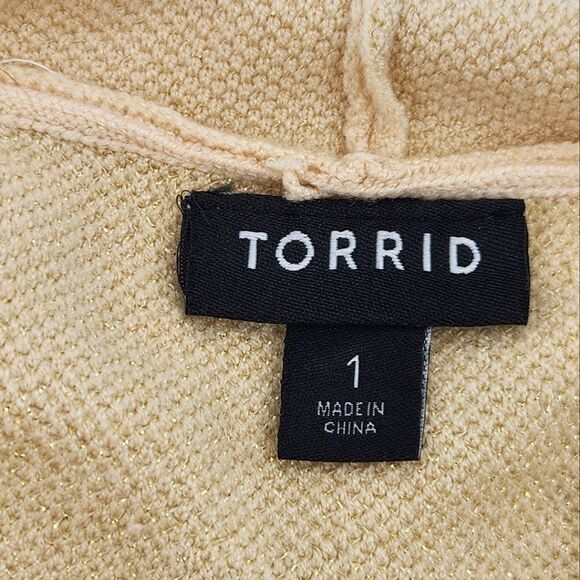 Torrid Hooded Sweater Tunic Womens Plus Size 1X Metallic Gold Stars Fall Winter - Picture 3 of 10